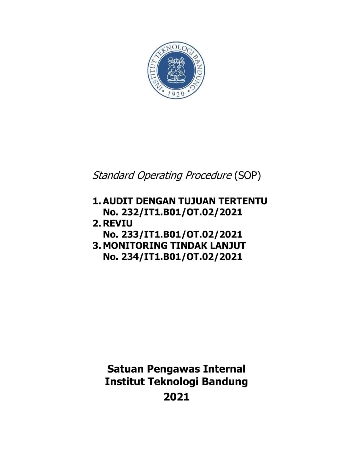 Standar Operating Procedure (SOP) – Satuan Pengawas Internal